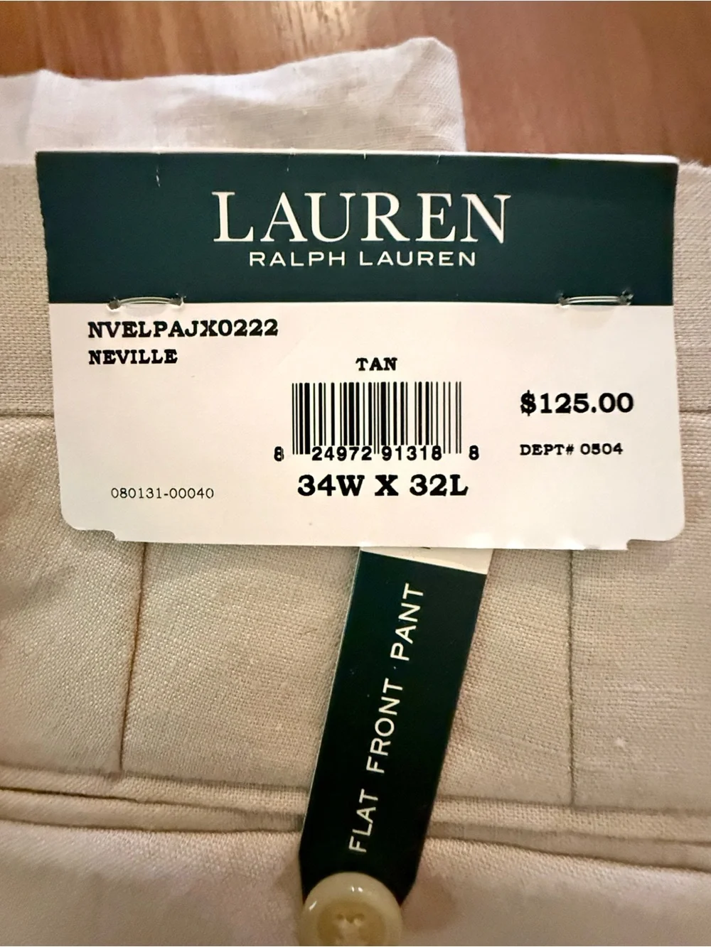 Lauren Ralph Lauren Men's Light Tan 100% Linen Pants